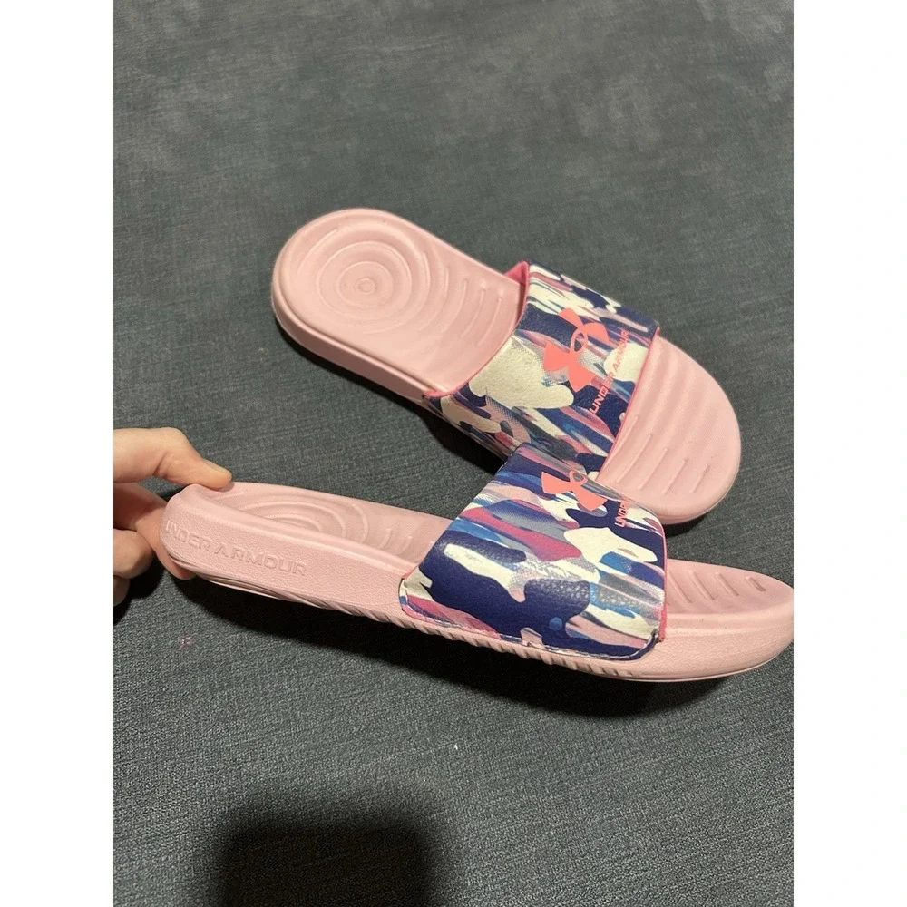 Under Armour Ansa Girls Pink Slides Size 3Y